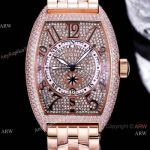 Faux Franck Muller Cintree Curvex Rose Gold Iced watches 40mm